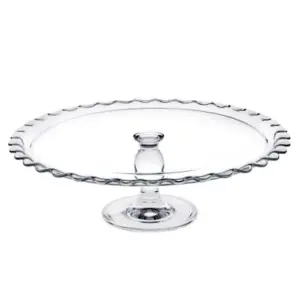 URBNLIVING 12cm Height Maxi Patisserie Stylish Round Clear Glass Footed Serving Dish Plate