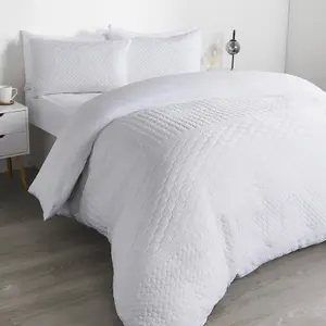 Geo Pinsonic Duvet Cover Set Quilt Bedding Set Pillowcases, White - Double