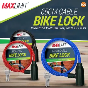 Blue Cable Bike Lock with Key - Bike Locks High Security Bike Chain Lock Bicycle Lock Cycle Lock for Bicycle Heavy Duty Bike Lock