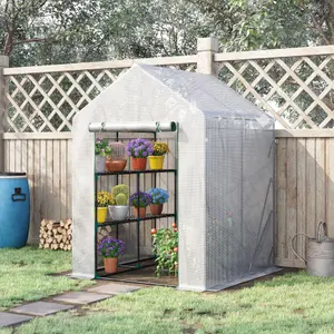 Outsunny Greenhouse for Outdoor, Portable Gardening Plant Grow House w/ Shelf