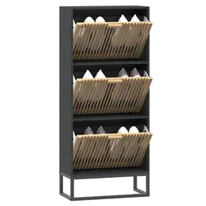 Shoe Cabinet Black 52x25x120 cm Engineered Wood