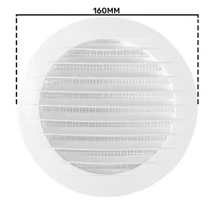 125mm round White Air Vent Grille/Duct Covers with Fly Screen/Anti-Insect Mesh,push fit