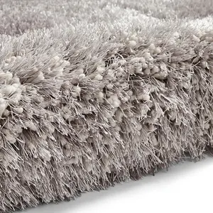 Silver Plain Shaggy Handmade Modern Easy to Clean Rug for Bedroom Dining Room Living Room -80cm X 150cm