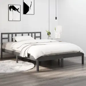 Berkfield Bed Frame Grey Solid Wood 120x200 cm