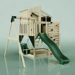 Rebo PolarPlay Kids Climbing Tower & Playhouse - Swing Dagma Green