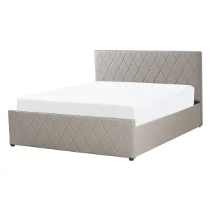 Faux Leather EU Double Size Ottoman Bed Taupe ROCHEFORT