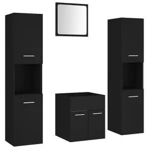 Berkfield Bathroom Furniture Set Black Engineered Wood