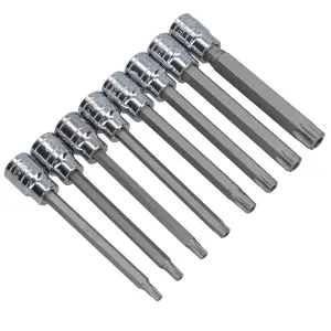 3/8" Drive Extra Long Male Tamper Torx Star Bits Security T25 - T60 8pc Set