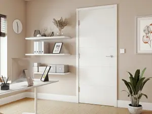 Jeld-Wen Linea Solid core Unglazed Flush White Internal Door, (H)1981mm (W)762mm (T)35mm