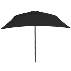 Berkfield Outdoor Parasol with Wooden Pole Black 200x300 cm