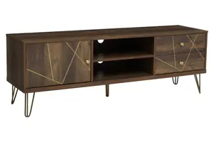 Interiors by Premier Sturdy Design Media Unit, Sturdy Construction Of Wooden Tv Stand With Storage, Versatile Living Room TV Unit