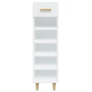 Shoe Cabinet High Gloss White 30x35x105 cm Engineered Wood