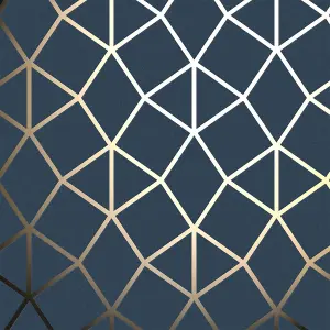 Platinum Geo Trellis Texture Wallpaper Blue / Gold Fine Decor FD42560