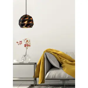 Lucide Malunga Modern Pendant Light 25cm - 1xE27 - Black