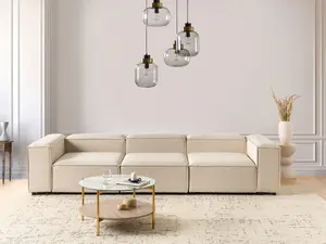 3-Seater Modular Fabric Sofa Beige ARDAL