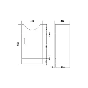 Gloss White 450mm Floor Standing 1-Door Vanity Unit & Round Basin with Square Matt Black Tap