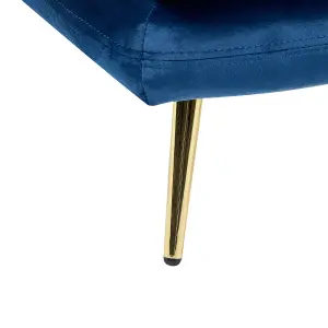 Left Hand Velvet Chaise Lounge Blue GONESSE