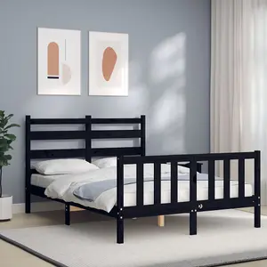 Berkfield Bed Frame with Headboard Black 120x200 cm Solid Wood