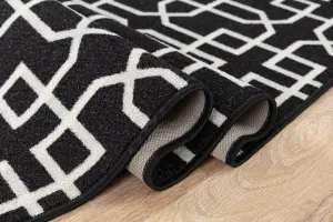 Smart Living Heavy Duty Machine Washable Runner for Hallway, Kitchen Non Slip Floor Mats, Door Mat 50cm x 80cm - Black Cream