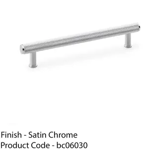 Knurled T Bar Pull Handle - Satin Chrome - 160mm Centres Premium Drawer Door