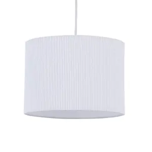 First Choice Lighting Set of 2 White Pleated 33cm Pendant Lightshades