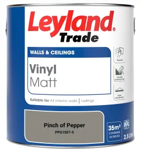 Leyland Trade Vinyl Matt Walls & Ceilings Emulsion Paint Pinch of Pepper (PPG1007-5) 2.5L