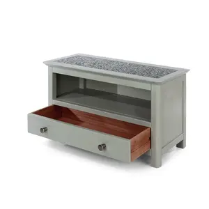 Perth 1 drawer TV unit, grey with stone insert top