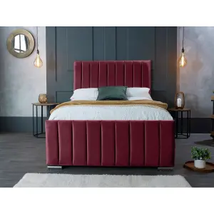 Redding Plush Velvet Maroon Bed Frame