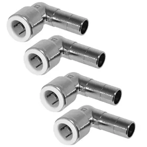 SPARES2GO Radiator Valve Reducing Elbow Stem Compression Chrome 15mm x 15mm Pushfit x 4