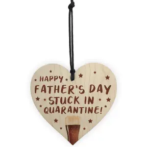 Red Ocean Funny Fathers Day Gift Quarantine Gifts Wooden Heart Gift For Dad Novelty Gifts For Him