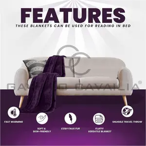 GC GAVENO CAVAILIA Luxury Faux Fur Throw 150x200 CM Aubergine Fleece Blanket for Double Bed & Sofa Bed