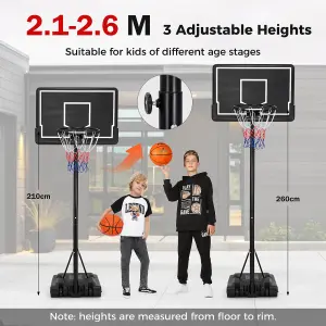 Costway Portable Kids Youth Basketball Hoop System Indoor Outdoor Basketball Goal w/ Fillable Base