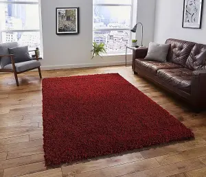 Fluffy Red Shaggy Area Rug ,50mm/5cm Deep Pile Living Room Carpet Runner - 120x170 cm