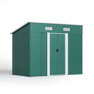 8ft. W x 4ft. D Metal Pent Garden Shed Green