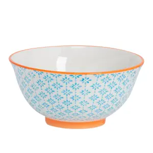 Nicola Spring - Hand-Printed Cereal Bowl - 16cm - Blue