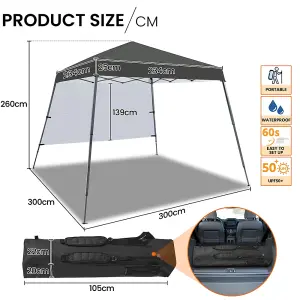 Yaheetech Dark Grey 3x3m Pop-up Gazebo with Side Panel