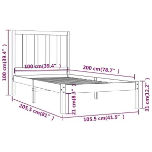 Berkfield Bed Frame White Solid Wood Pine 100x200 cm