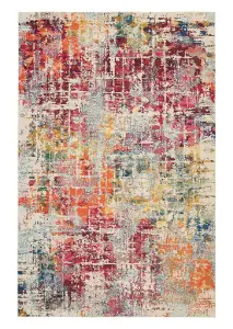 Pink Multi Rug, Stain-Resistant Graphics Rug, 6mm Thick Abstract Rug, Pink Multi Modern Rug for Bedroom-119cm X 180cm