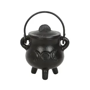 Something Different Cast Iron Triple Moon Cauldron Black (12cm x 13cm x 13cm)