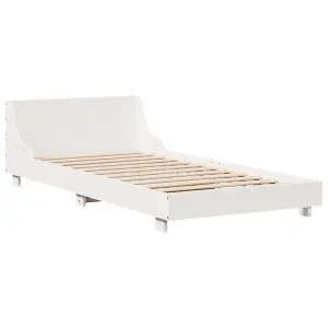 Berkfield Bed Frame without Mattress White 75x190 cm Small Single Solid Wood Pine