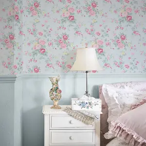 Shabby Chic by Rachel Ashwell Wild Flower Blue Floral Wallpaper