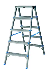 Mac Allister 5 tread Aluminium Step Ladder (H)1.08m