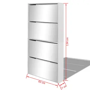 Berkfield Shoe Cabinet 4-Layer Mirror White 63x17x134 cm