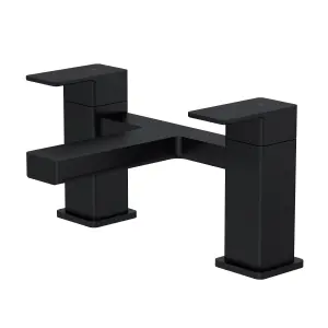 Square Deck Mounted Bath Filler Tap - Matt Black - Balterley