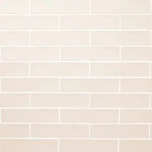 Vernisse Off white Gloss Plain Embossed Ceramic Indoor Wall Tile, Pack of 41, (L)301mm (W)75.4mm