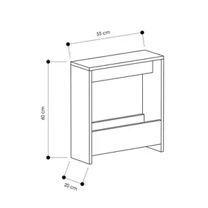 Beeler Modern Slim Compact Side Table Oak