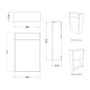 Grasmere Matt White Contemporary Freestanding Toilet cabinet (H)888mm (W)600mm