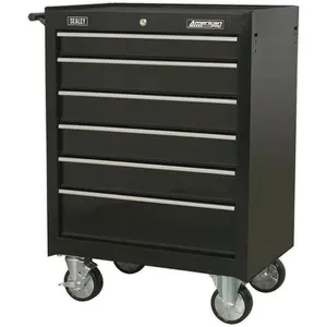 6 Drawer Black Portable Tool Chest with Locking Mobile Storage System