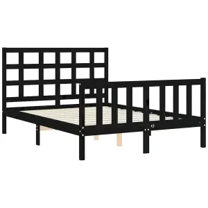 Berkfield Bed Frame with Headboard Black 120x200 cm Solid Wood