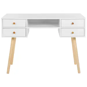 Home Office Desk with Storage White LEVIN